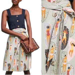 Anthro Eva Franco Sage Sunbather Beach Print Skirt - Size 0